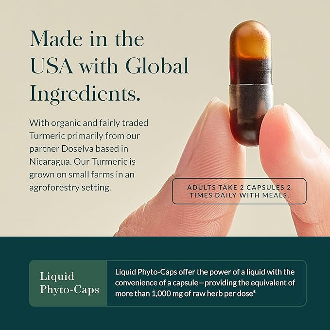 Gaia Herbs Turmeric Supreme Joint Health - Joint Support Supplement with Cucumber, Quercetin, Black Pepper, Ginger Root, Curcuminoids & More* - 60 Liquid Phyto-Caps (30 Servings)