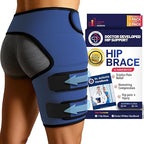 Dr. Arthritis Stabilizing Hip Brace for Men & Women, Thigh Compression Sleeve & Hip Support for Muscle Recovery, Hamstring Brace with Handbook, Sciatica Pain Relief Devices - Right Leg (L/XL, Navy)