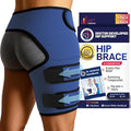 Dr. Arthritis Stabilizing Hip Brace for Men & Women, Thigh Compression Sleeve & Hip Support for Muscle Recovery, Hamstring Brace with Handbook, Sciatica Pain Relief Devices - Right Leg (S/M, Navy)