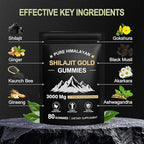 Shilajit Gummies for Men & Women, Rich in Ashwagandha Gaulshura Fulvic Acid 85 Micronutrients, No Added Sugar Non-GMO 100% Natural Organic, Energy Support & Overall Health, 80 Gummies