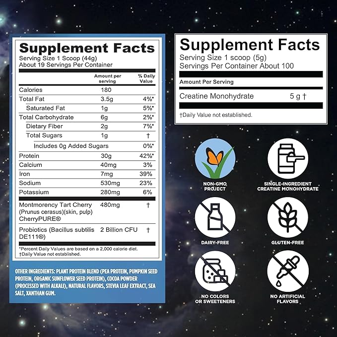 Vega Creatine Monohydrate Powder 17.6oz (100 Servings) Sport Protein & Recovery Chocolate Protein Powder 1.8lbs - Plant-Based Protein and Muscle Support