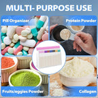 30Pcs Portable Protein Powder Travel Container Set, Reusable Powder Supplement Container To Go with 3Pcs Large Bags, 21Pcs Single-Dose Bags, 2Pcs Funnel & Spoon, Ideal for Gym & Travel