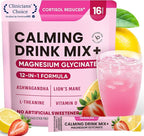 Venture Pal Calm Drink Mix, Cortisol Reducer and Sleep Aid with Magnesium Glycinate, Ashwagandha, L-Theanine,Vitamin D, Calm Magnesium Powder for Relax & Focus, No Sugar, Non GMO, Vegan & Gluten-Free