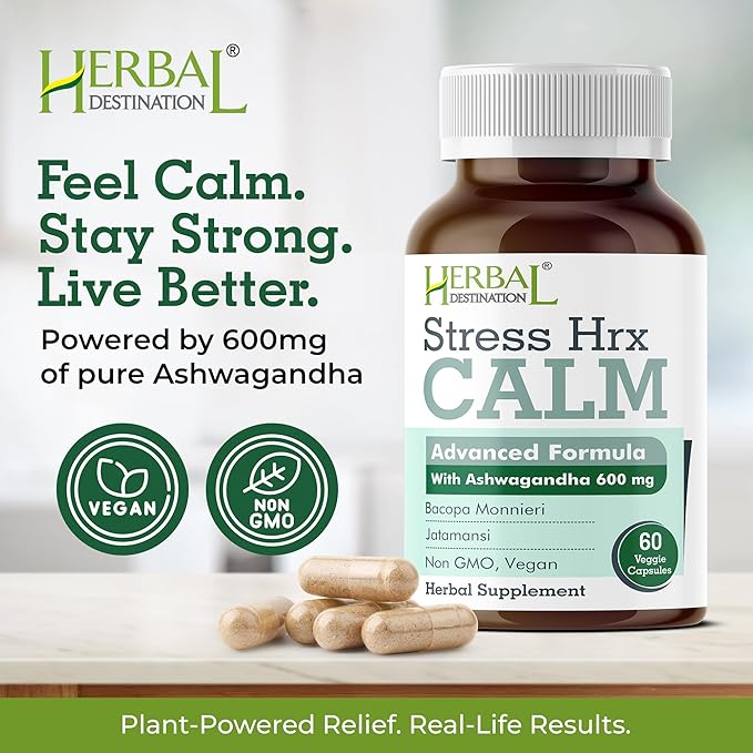 Stress Hrx, Ashwagandha Supplement Capsule, Herbal Destination Stress Relief - 60 Count