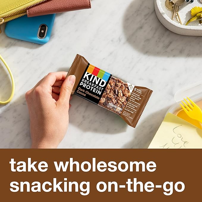 KIND Breakfast Protein Bars,Dark Chocolate Cocoa,Healthy Snacks,Gluten Free,8g Protein,6 Count (Pack of 2)