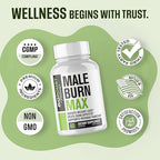 Male Burn MAX - Fat Burner FOR MEN - Weight Loss Pills, GLP-1 Support, Appetite Suppressant - 5 Powerful Ingredients to Help Burn Fat While Sustaining Muscle - 3rd Party Tested - 60 Capsules