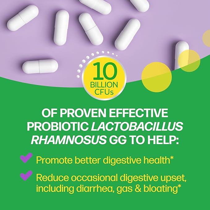Culturelle Daily Probiotic Capsules For Men & Women, Most Clinically Studied Probiotic Strain, Digestive & Gut Health, Supports Occasional Diarrhea, Gas & Bloating, 1 Month Supply, 30 CT