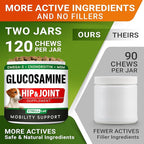 Glucosamine Treats for Dogs - Joint Supplement w/Omega-3 Fish Oil - Chondroitin, MSM - Advanced Mobility Chews - Joint Pain Relief - Hip & Joint Care - Hickory Bacon Flavor - 240 Ct - Made in USA