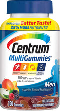 Centrum MultiGummies Gummy Multivitamin for Men, Multivitamin/Multimineral Supplement with Selenium, Antioxidants and Vitamin D3, Assorted Fruit Flavor - 150 Count