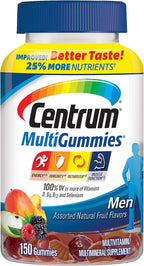 Centrum MultiGummies Gummy Multivitamin for Men, Multivitamin/Multimineral Supplement with Selenium, Antioxidants and Vitamin D3, Assorted Fruit Flavor - 150 Count