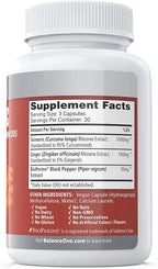 Balance ONE Turmeric Extract 1000mg with Max Strength 95% Curcuminoids - Turmeric Curcumin Supplement for Joint Comfort & Antioxidant Support - Ginger Extract and BioPerine - 1 Month Supply