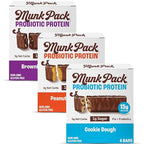 Munk Pack Variety Pack Probiotic Protein Bars | 15g Protein, 1g Sugar, 5g Net Carbs | Plant-Based, High Protein, Low Sugar Gut Health Snacks | 12 Pack