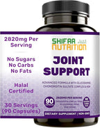 SHIFAA NUTRITION Halal Joint Support Supplement w/Glucosamine Chondroitin MSM | 2820mg 30 Servings | Non-GMO