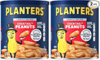 PLANTERS Dry Roasted Peanuts, Plant-Based Protein, Lightly Salted, Peanut Snack, 16 Oz Jar (Pack of 2)
