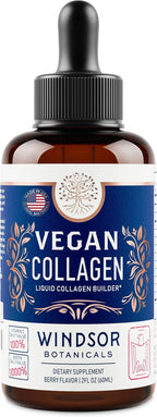 Vegan Collagen Builder Liquid - Vitamin C, Biotin, Hyaluronic Acid & Amino Acids Sugar Free Vegeterian Collagen Booster - Organic Fruit & Vegetable Blend - Hair & Nail Growth, Skin Health - 2oz, 30Day