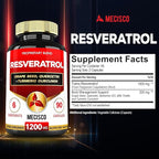 Mecisco Trans Resveratrol Supplement with Grape Seed, Milk Thistle, and More - Resveratrol - 6 Herbal Supports for Immune System, Heart Health, Body Management - 90 Capsules