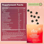 Rizz Low Sugar Green Gummies - 60+ Superfoods 6g Fiber - Prebiotic and Probiotic Gummies - Vegan Multivitamins for Women & Men - Gluten Free - Mushroom, Fruit and Vegetable Supplements - 30 Day Supply
