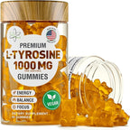 BioVit L Tyrosine Gummies - Activated Amino Acid L Tyrosine Supplement - Natural Focus, Mood and Energy Supplement for Kids & Adults - L-Tyrosine 1000MG per Serving, 500MG per Gummy - 60 Vegan Gummies