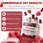 GREENPEOPLE Cortisol Supplements for Women & Men - Cortisol Reducer Detox Manager w/KSM-66 Ashwagandha/Magnesium/L-theanine/GABA/Vitamin B6 for Mood/Sleep/Stress Relief 90 CT Raspberry Flavor Gummies