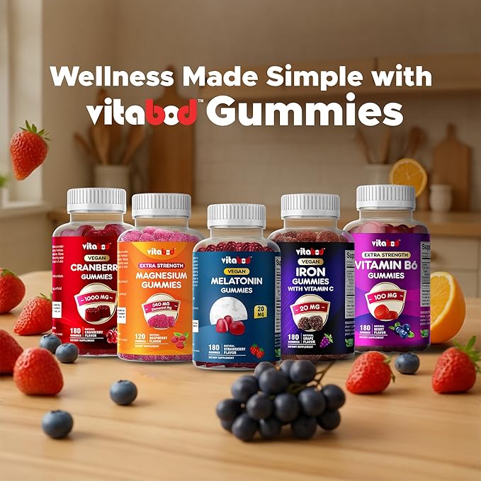 Vitabod Melatonin 20mg Gummies - 180 Count - Drug Free - Natural Strawberry Flavor - Vegetarian, Non-GMO, Gluten Free (2 Bottles)