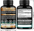 Lions Mane Supplement Capsules - Organic Lions Mane - Made in USA - Fruiting Bodies Extract - 1200 mg, 25% Polysaccharides - Memory & Focus Support - As Lions Powder - 120 Capsules, 2 Month Supply