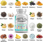 Q Defend Quercetin Supplement with Zinc Vitamin C Vitamin D Elderberry Turmeric Black Pepper Garlic Ginger Sea Moss Lysine Stinging Nettle Reishi Mushroom Immune Support 60 Capsules by Clean Nutra