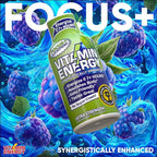 Vitamin Energy Focus+ Extra Strength Energy Shot Blue Raspberry 8 Pack, 260mg Natural Caffeine, B-Vitamins, CoQ10, Amino Acids, Focus, Productivity & Clarity, Zero Sugar, Gluten-Free, 1.93 fl oz