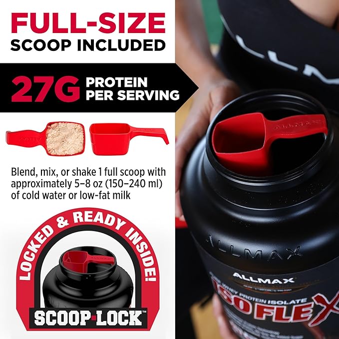 ALLMAX ISOFLEX Pure Whey Isolate Protein Powder - Gluten Free, Low Lactose, Sugar-Free - High-Protein, Clean, Keto-Friendly for Pre Post Workout Supplement for Women and Men | Chocolate, 5lb