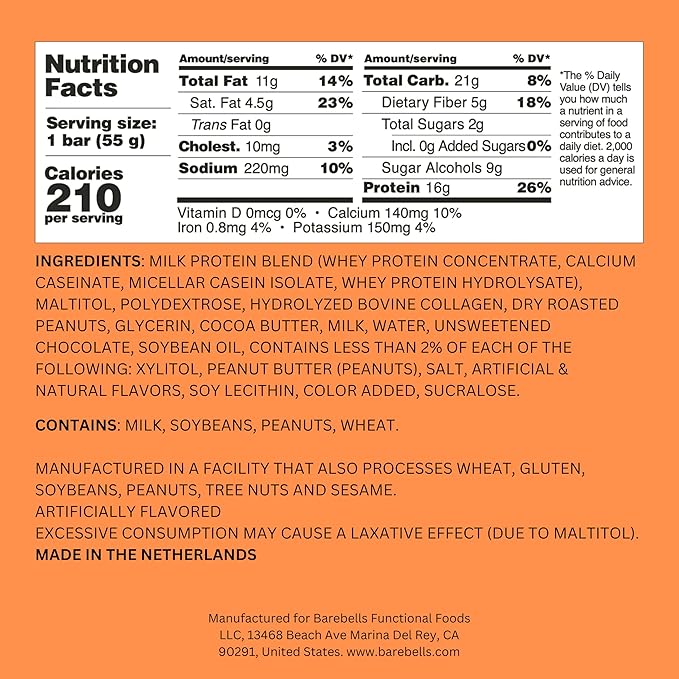 Barebells Soft Protein Bars Salted Peanut Caramel - 12 Bars, Pack of 1-16g High Protein Treats - Chocolate Nutrition Bar with 1g Total Sugars - On The Go Breakfast or Post-Workout Snack