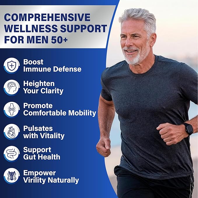 Sugar Free Multivitamin Gummies for Men 50 Plus - Methylated Multivitamin with Omega-3, CoQ10, Elderberry & Turmeric for Energy, Immune, Gut, Health Support - Vegan, Non-GMO, Gluten-Free