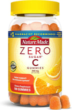 Nature Made Zero Sugar Vitamin C Gummies 250 mg Per Serving, Immune & Antioxidant Support, Aspartame Free, 100 Sugar Free Vitamin C Gummies, 50 Day Supply