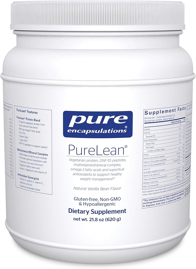 Pure Encapsulations PureLean Protein | Multivitamin/Mineral Complex, Omega-3 Fatty Acids and Superfruit Antioxidants for Healthy Weight Management** Support* | 21.8 Oz | Natural Vanilla Bean Flavor