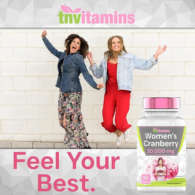 tnvitamins Cranberry Pills for Women: 600 mg of 50:1 Cranberry Concentrate Extract - 90 Capsules | Urinary Tract Health & Support* | Supplement for Women | Non-GMO | Made in the USA!