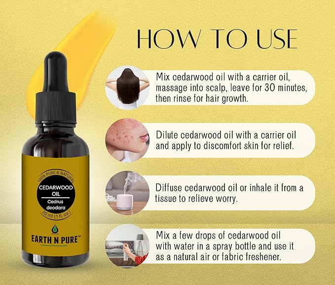 Earth N Pure Cedarwood Essential Oil for Skin and Hair | Natural and Therapeutic Grade | 50 ML