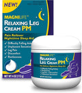 MagniLife Relaxing Leg Cream PM, 4 Oz, Homeopathic Nighttime Pain Reliever & Sleep Aid with Lavender & Magnesium, Non-Greasy Deep Penetrating Cream for Restless Legs & Discomfort