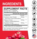 D Mannose Supplements for Women Pills - Natural D-Mannose 500mg Capsules, Cranberry DMannose Pills 1000mg Per Serving - Bladder Flush & Urinary Tract Cleanse Health Supplement - 120 Veg Capsules