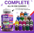 Menopause Supplement for Women Gummies with Black Cohosh, Wild Yam, DIM, Magnesium, Red Clover Chasteberry for Hormone Balance Relief Night Sweats Mood Plus Bergamot, Vitamin D3, Vitamin B6 B12