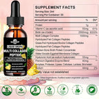 Multi Collagen Peptides Liquid Drops for Women & Men-Type I, II, III, V, X丨Hydrolyzed Collagen Peptides, Collagen Proteins W. Hyaluronic Acid, Biotin & Vitamin C for Hair Skin & Joint Gut Health
