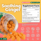 YUM-V'S YumVs Ginger Gummies, 500 mg Ginger Root Extract, Peach Flavor, Nausea Relief, Digestion & Immune Support, Vegan, Non-GMO, Gelatin-Free (60 Count)