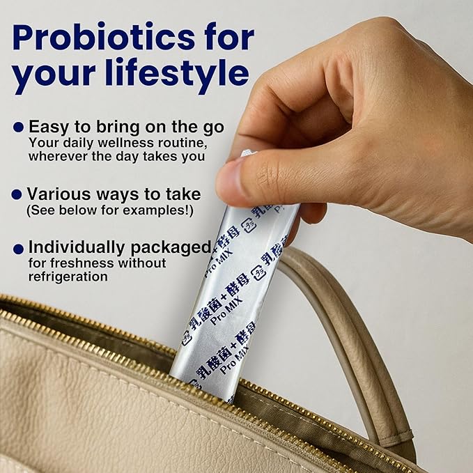 Pro Mix Kefir Probiotic Supplement with 12 Strains + Prebiotics for Gut & Immune Health | Travel-Friendly Powder Packs (30ct).