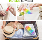 AUVON Weekly Pill Organizer 2 Times a Day in 7 Colors with Face-Up Labels for Easy Organization, Portable AM PM Pill Box 7 Day with Dual Protection Keeps Medications, Vitamins, Fish Oils from Spills