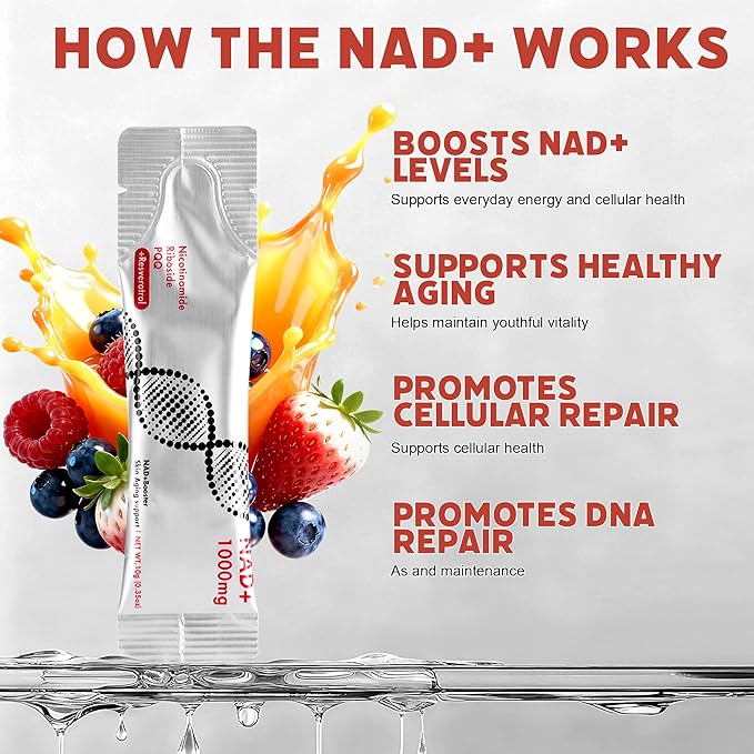 Liquid Supplement 1000mg, High-Potency Formula with Nicotinamide Riboside, Resveratrol & PQQ – Supports Cellular Energy, Focus & Healthy Aging, 1 Pack