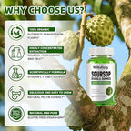 Soursop Graviola Gummies Soursop Leaves Extract- Natural Sour SOP Gummy w/Zinc & Vitamin C-Supports Immunity,Antioxidant,Liver & Digestive,Gluten Free,Vegan,60 Gummies
