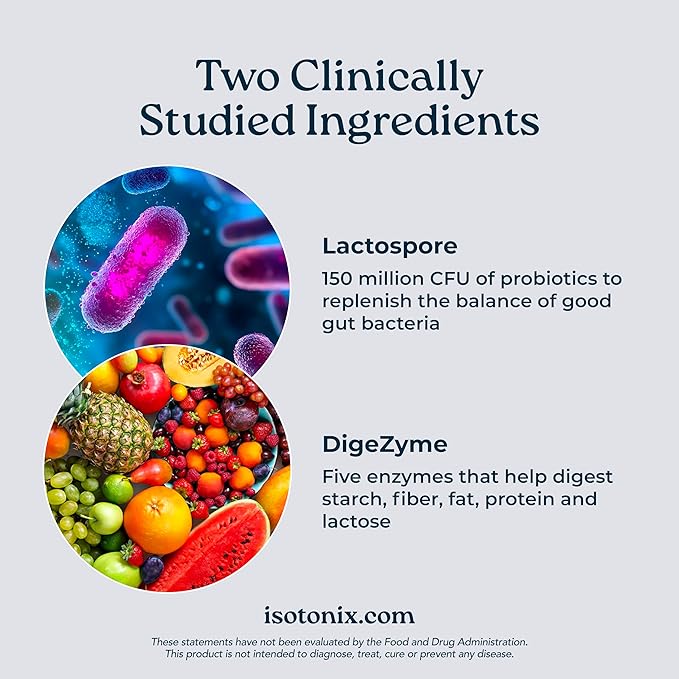 Isotonix® Digestive Enzymes with Probiotics | DigeZyme® Multi-Enzyme Complex & Lactospore® Bacillus Coagulans | Nutrient Absorption, Gut Balance & Digestive Health | Vegan, Gluten-Free | 90 Servings