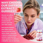Saffron Gummies for Adult Kids, 10-IN-1 Formula with Saffron 88.5mg, Vitamins D3 & B6, Magnesium, Zinc, Ashwagandha, L-Theanine, St. John's Wort - Supports Mood & Focus, Strawberry Flavor, 60 Count