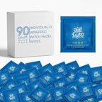 Stall Mates Witch Hazel: Flushable Wipes, Individually Wrapped, Travel Friendly, Soothing, Unscented with Cucumber, Aloe and Chamomile, (90 on-the-go singles) BULK PACK