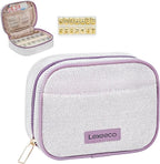 Weekly Travel Pill Organizer 2 Times A Day Pill Case for Purse with Removable AM PM 7 Day Pill Box Holder,Cute Medication Organizer Pill Container for Medicine, Vitamin, Supplement (Purple, Medium)