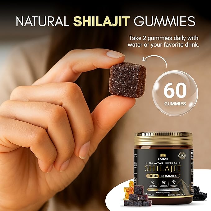 SAHAK Shilajit Gummies, Himalayan Strength & Energy Support for Men & Women with KSM-66 Ashwagandha, Manuka Honey MGO & 85+ Minerals – Lab Tested, Sugar-Free, Vitality & Focus Formula, 60ct