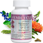 FEMICYCLE Herbal Supplement for Women – PMS, Hormonal & Menstrual Cycle Support – Lodh Tree, Ashoka, Asparagus, Licorice & Turmeric – Period Wellness Formula – 120 Vegan Capsules