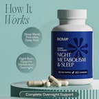 BIOMA Night Metabolism & Sleep - Supports Digestion, Energy Metabolism & Restful Sleep with Melatonin, Vitamin D, Magnesium & More - 180 Capsules (3 Pack, 90-Day Supply)